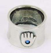 Wide Sterling Silver Hand Ring, Size 8.5