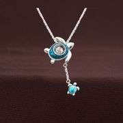 Most gorgeous "Turtle with baby" sterling silver dancing stone pendant