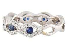 0.55ctw Sapphire and 0.32ctw Diamond Infinity Eternity Band Ring in 14K