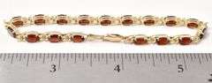 Beautiful 14K Yellow Gold Red Garnet Gemstone Bracelet