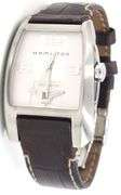 Hamilton Brooke automatic date back Skeleton on leather strap watch