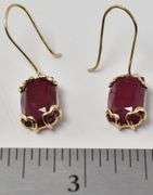 Darling 10K Yellow Gold Ruby Gemstone Dangle Earrings
