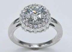 14 K White Gold Plate Sparkling 3 Ct VVs1 Ice Blue Lab Simulated Diamond Ring