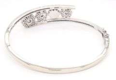14kt White gold 2.15ctw 4 flower diamond bypass bangle bracelet