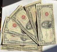 6 Red Seal $ 5 US Notes