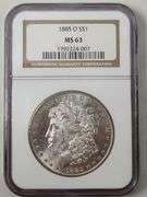 1885-O Morgan Silver Dollar, MS63 NGC