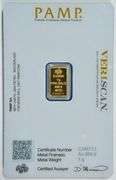 Pure .9999 fine gold 1 gram PAMP bar in custom card