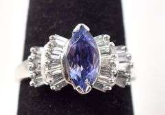 Absolutely Stunning 14K White Gold Approx. 1.28CTW Tanzanite Gemstone and Diamond Ring