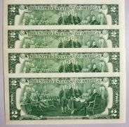 (4) Superb Crisp 2017A $2 Star Notes San Francisco-With Consecutive Low Serial Numbers!