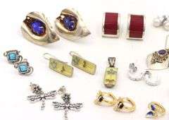 Vintage 925 sterling silver group lot of earrings