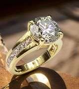 14 K Yellow Gold Plated Huge 4.5 Ct Lab Simulated Diamond Ring