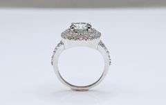 14 K White Gold Plate Dazzling 3.15 Ct White Ice Green Fire Moissanite Ring