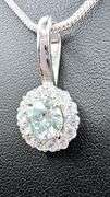 14 Kt White Gold Plated Ice Green Diamond Pendant Necklace