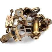 Functional Brass Nautical Sextant with Hardwood Box