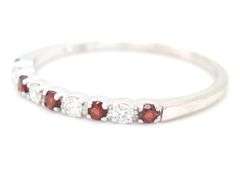 14kt White gold Garnet and diamond band