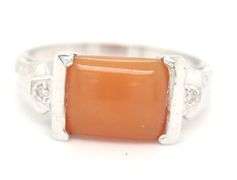 14kt White gold Rectangular Jade and diamond ring
