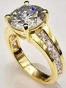14 K Yellow Gold Plated Huge 4.5 Ct Lab Simulated Diamond Ring