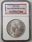 1881-O Morgan Silver Dollar, BU NGC