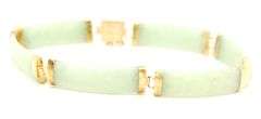 14kt Yellow gold Green Jade station bracelet