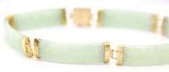 14kt Yellow gold Green Jade station bracelet