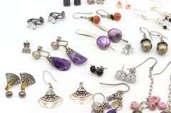 Group lot of vintage 925 sterling silver earrings