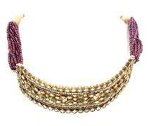 925 Sterling silver and gold plated Garnet fancy Indian necklace