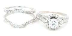 GIA Certified 14kt White gold 0.70ct diamond ring guard bridal set