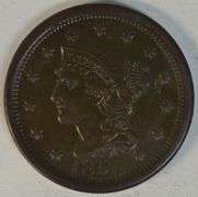 Handsome 1850 Braided Hair Large Cent in AU with full strike