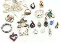 Group lot of Vintage 925 sterling silver pendants