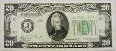 Superb Crisp 1934 $20 Federal Reserve Note Kansas City!
