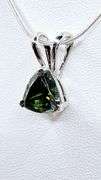 Sparkling 3.5 Ct VVs1 Trillion Cut Emerald Green Fire Moissanite Pendant w Chaind Pendant