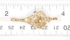 Art Nouveau Seed pearl and diamond teardrop dangle pendant on chain