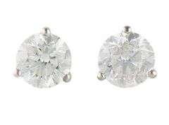 1.94ctw Round Diamond Solitaire Stud Earrings in 14K