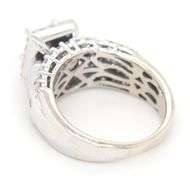 14kt White gold 1ctw princess cut, RBC and baguette halo engagement ring