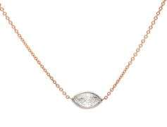 Italian 0.58ct Sideways Marquise Diamond Bezel Set Solitaire Pendant Necklace In 14K