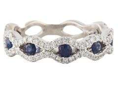 0.55ctw Sapphire and 0.32ctw Diamond Infinity Eternity Band Ring in 14K
