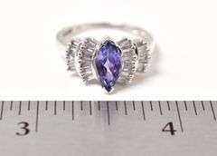 Absolutely Stunning 14K White Gold Approx. 1.28CTW Tanzanite Gemstone and Diamond Ring