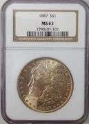 1887 Morgan Silver Dollar, MS63 NGC