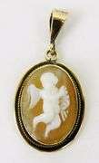 Vintage 14K Carved Shell Angel Cameo Pendant