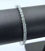 Stunning 14 Kt White Gold Plated lab Simulated White Ice Blue Diamond Tennis Bracelet