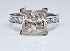 14 K White Gold Plated Huge 5 Ct Princess Cut Lab Simulated Diamond Ring