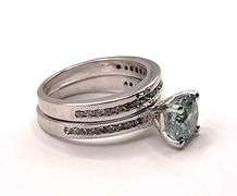 Large 3.7 Ct  VVs1 Lab Simulated Diamond 2 Band Engagement  Ring Set