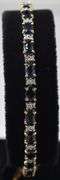 Beautiful 14K Yellow Gold Blue Sapphire Gemstone and Diamond Tennis Bracelet