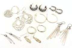 Vintage 925 sterling silver group lot of earrings