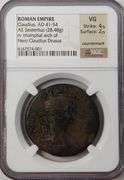 Roman Empire Claudius, AD 41-54 With Countermark / VG NGC