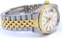 Rolex Datejust 36mm silver stick dial watch