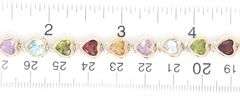 14kt Yellow gold multi gemstone heart shaped tennis bracelet
