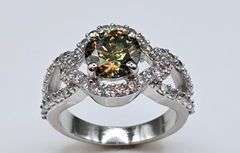 Dazzling 3.25 Ct VVs1 Golden Amber Green Lab Diamond Ring