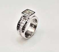 14 Kt White Gold Plate 3.5 Ct VVs1 Lab Simulated Asscher Cut Diamond Ring