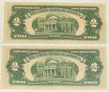 2  1928 F $ Red Seal US Notes